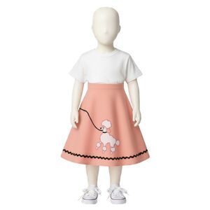 Handmade 1950s Poodle Skirt Child Pink Felt Retro Long Length Size 5-6